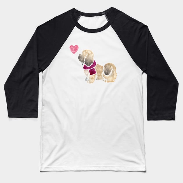 Lhasa Apso watercolour Baseball T-Shirt by animalartbyjess